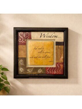 Matthew 7:7 Christian Wall Art Wisdom Scripture Framed Inspirational Decor